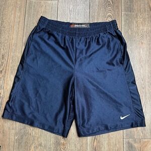 Nike Basketball Shorts Navy Blue Mens Size Large Mesh Athletic Shiny 00s